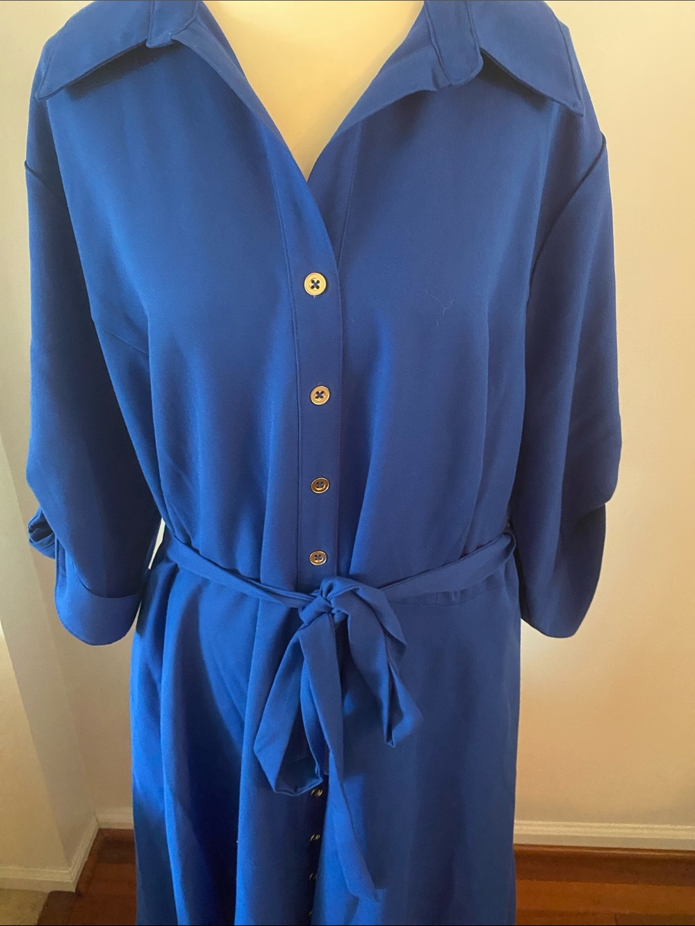 Sharagano NWT size 22W blue collared dress - Picture 2 of 9